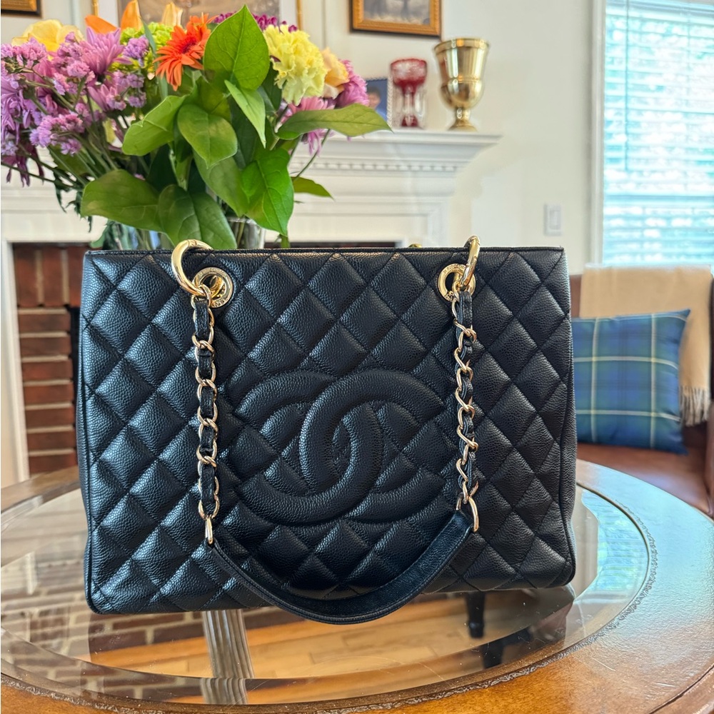 Chanel black with gold hardware medium shopper *excellent condition*